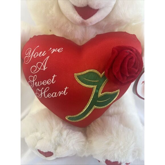 1999 Dan Dee Sweetheart Teddy Bear Plush White &‎ Red Heart Love Valentine - Picture 2 of 10